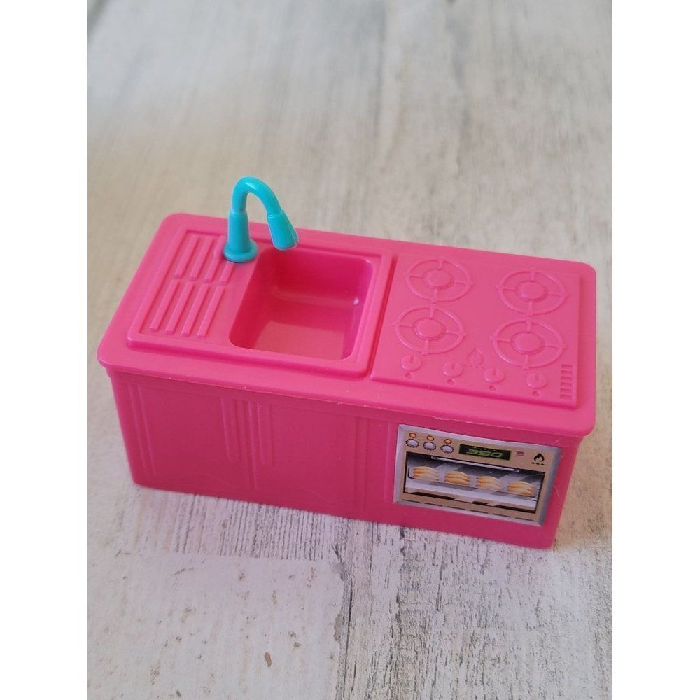 Pink sink oven stove doll accessory toy figure